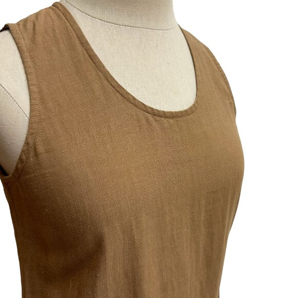 Eileen Fisher 100% Linen Midi tank Dress, Tan, Size Extra Small Petite - Picture 3 of 6